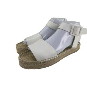 Saks Fifth Avenue Women's Espadrille US 7 White Ankle Strap Buckle Shoes Sandals